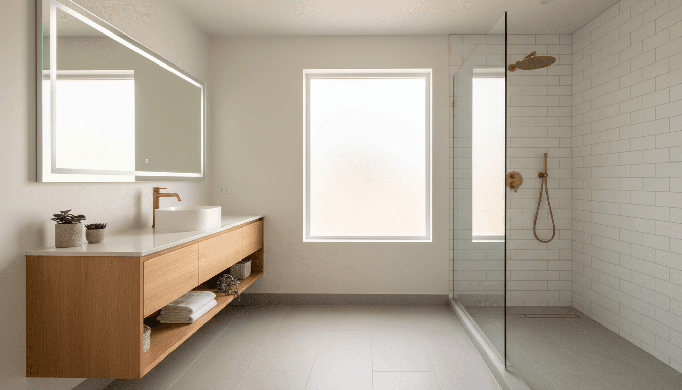 Guest bathroom with curbless shower remodel